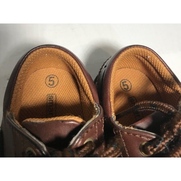 Smartfit Brown Leather Kids Boat Shoes Sz 5 Sturdy Rubber Soles Comfortable Fit - Picture 6 of 10